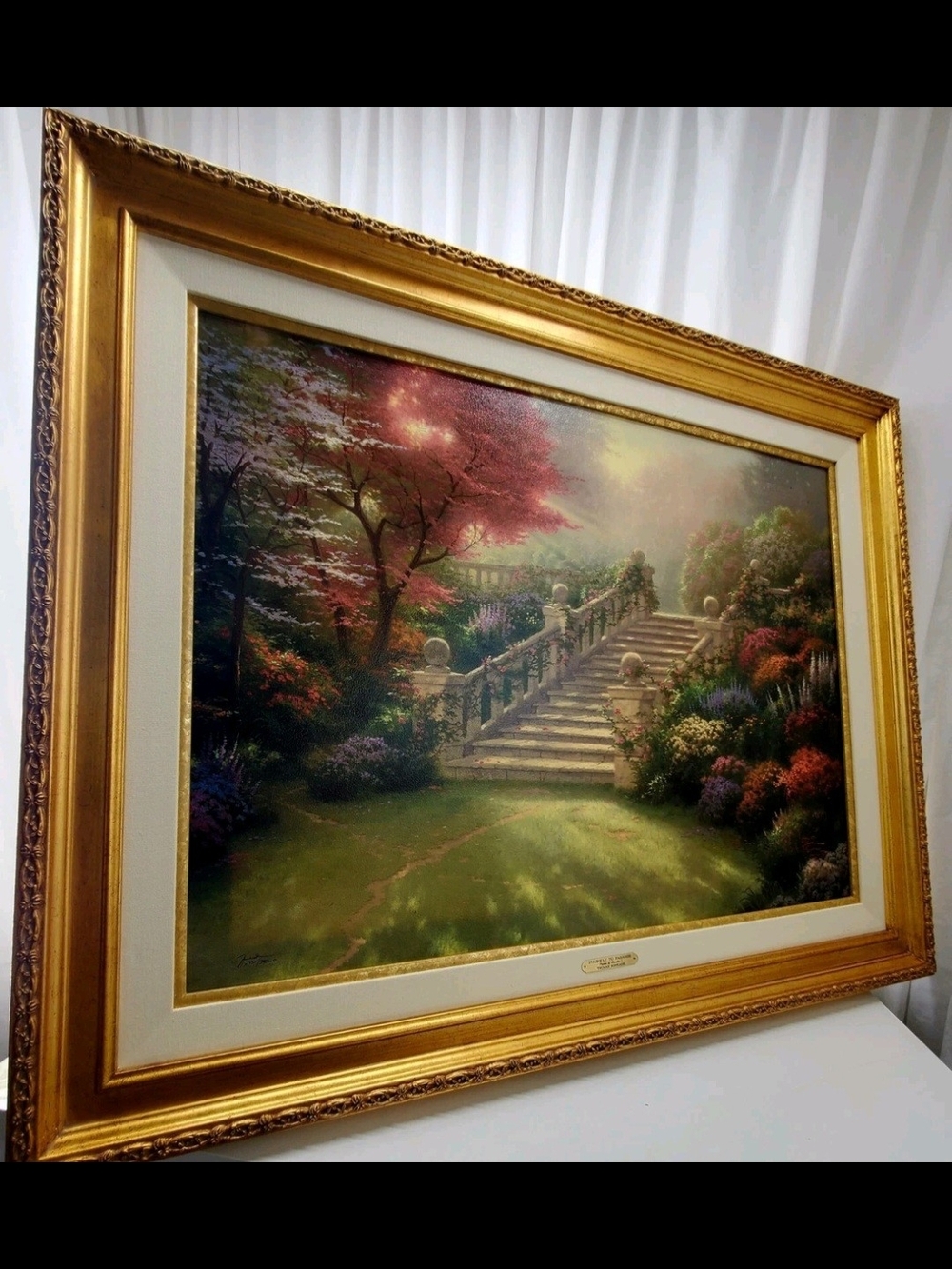 Thomas Kincade L.E. S/N Gold Frame Canvas "Stairway To Paradise". #2934 Of 3950.
